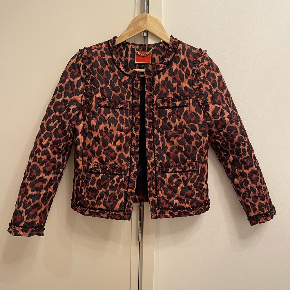 J.Crew Quilted Lady Jacket in leopard with Primaloft 00